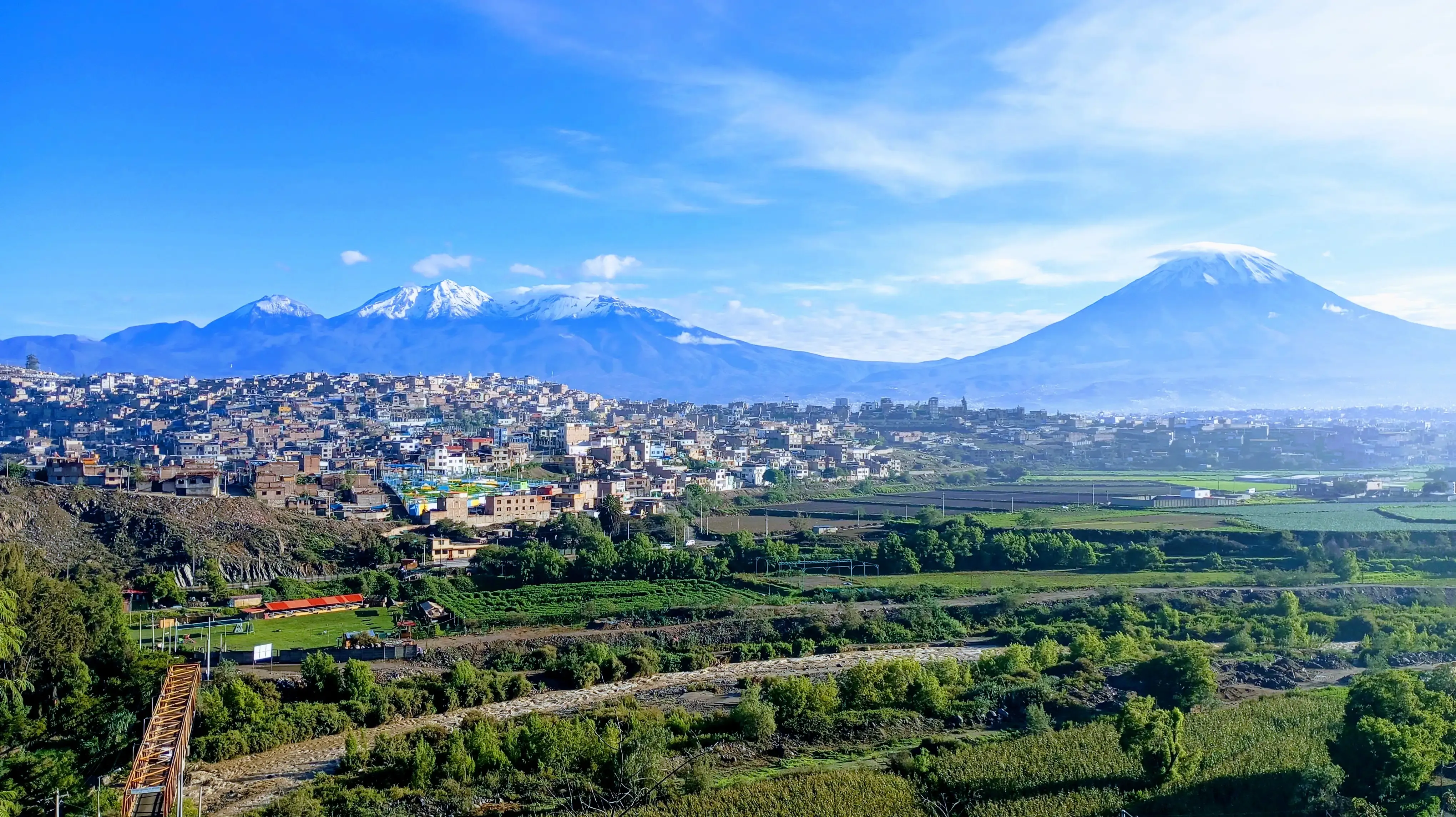 Panoramic view of Arequipa and its volcanoes