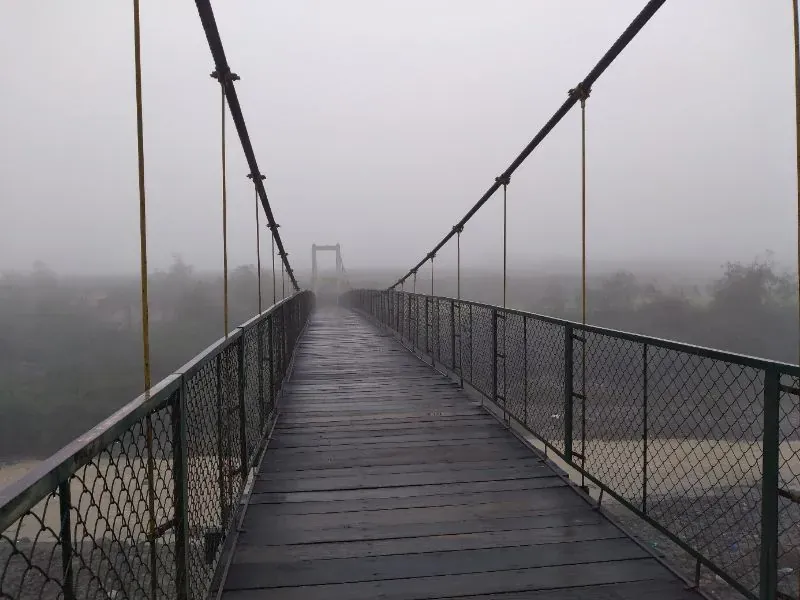 A bridge near the mills of Socabaya-Arequipa with fog